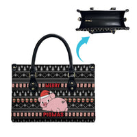 Merry Pigmas Christmas Leather Bag Xmas Holiday Patterns - Wonder Print Shop