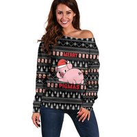 Merry Pigmas Christmas Off Shoulder Sweater Xmas Holiday Patterns - Wonder Print Shop