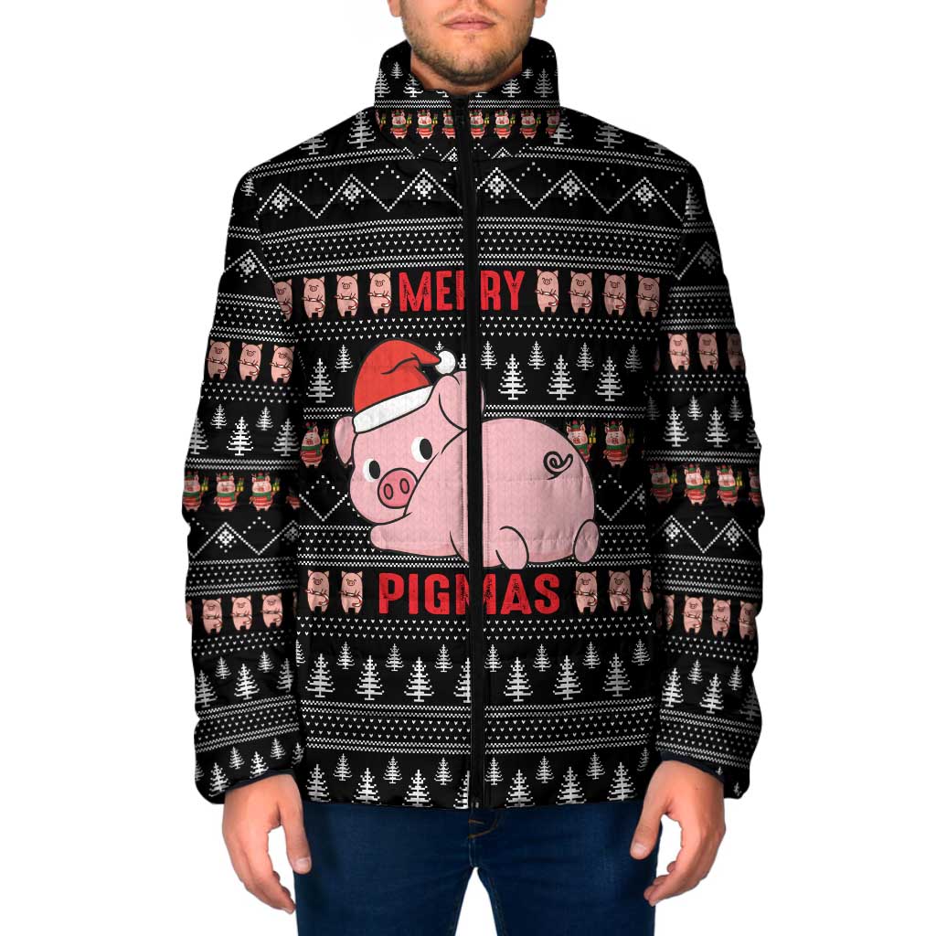 Merry Pigmas Christmas Padded Jacket Xmas Holiday Patterns - Wonder Print Shop