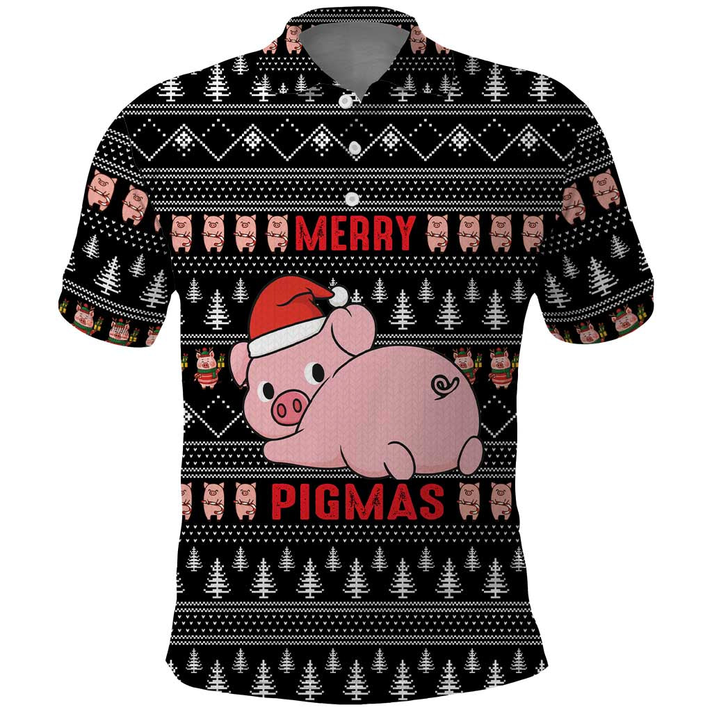 Merry Pigmas Christmas Polo Shirt Xmas Holiday Patterns - Wonder Print Shop