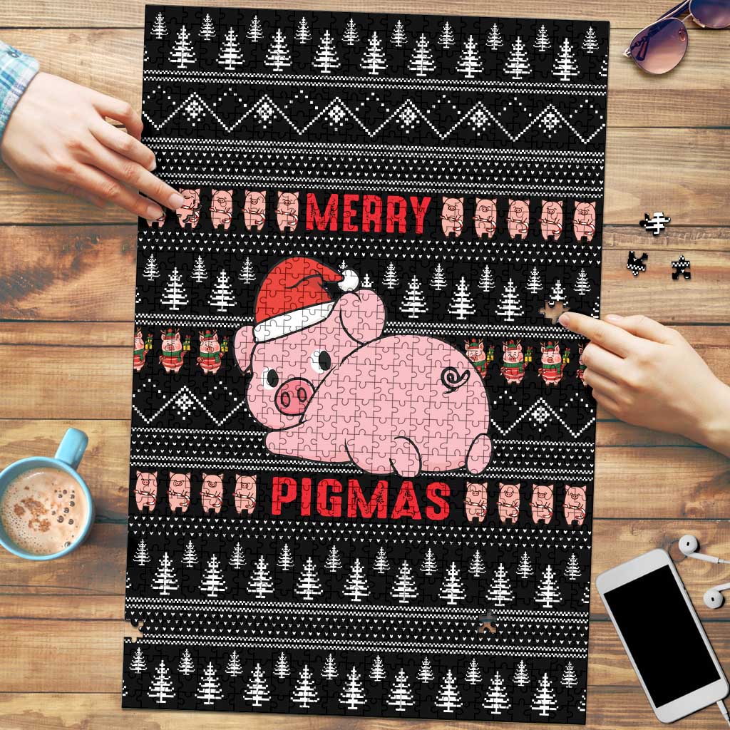 Merry Pigmas Christmas Puzzle Xmas Holiday Patterns - Wonder Print Shop