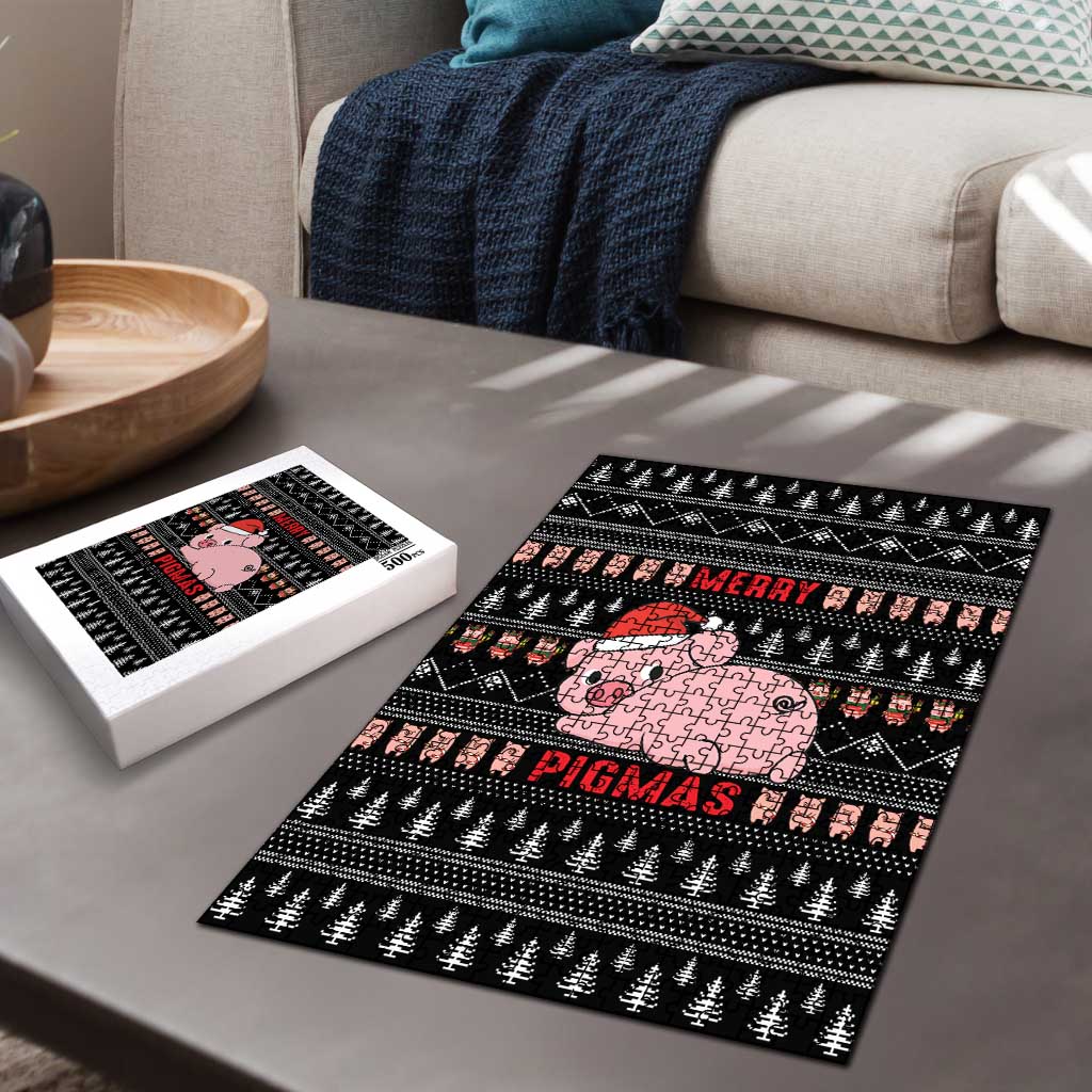 Merry Pigmas Christmas Puzzle Xmas Holiday Patterns - Wonder Print Shop