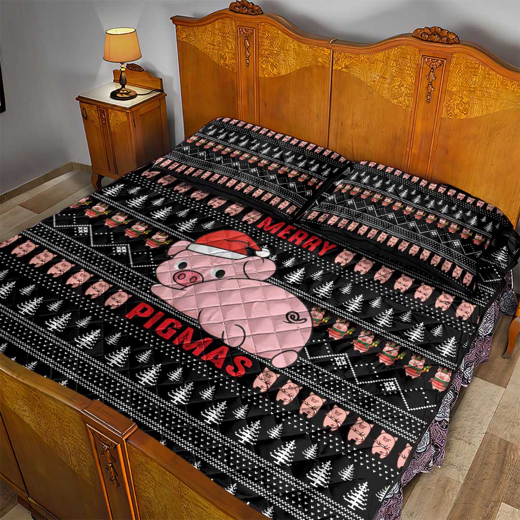 Merry Pigmas Christmas Quilt Bed Set Xmas Holiday Patterns - Wonder Print Shop