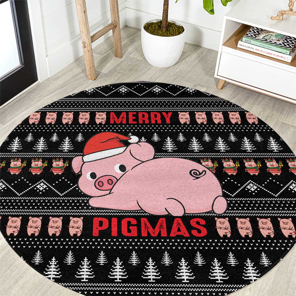 Merry Pigmas Christmas Round Carpet Xmas Holiday Patterns - Wonder Print Shop