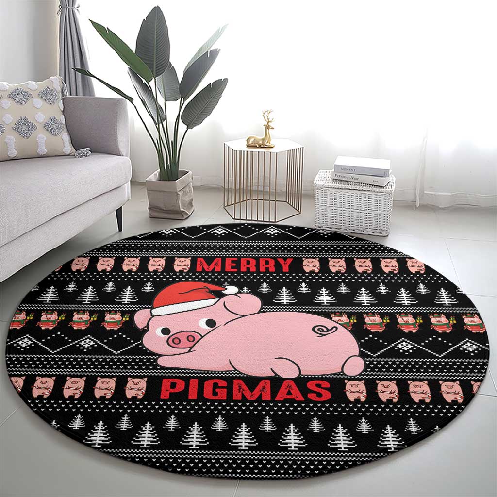 Merry Pigmas Christmas Round Carpet Xmas Holiday Patterns - Wonder Print Shop