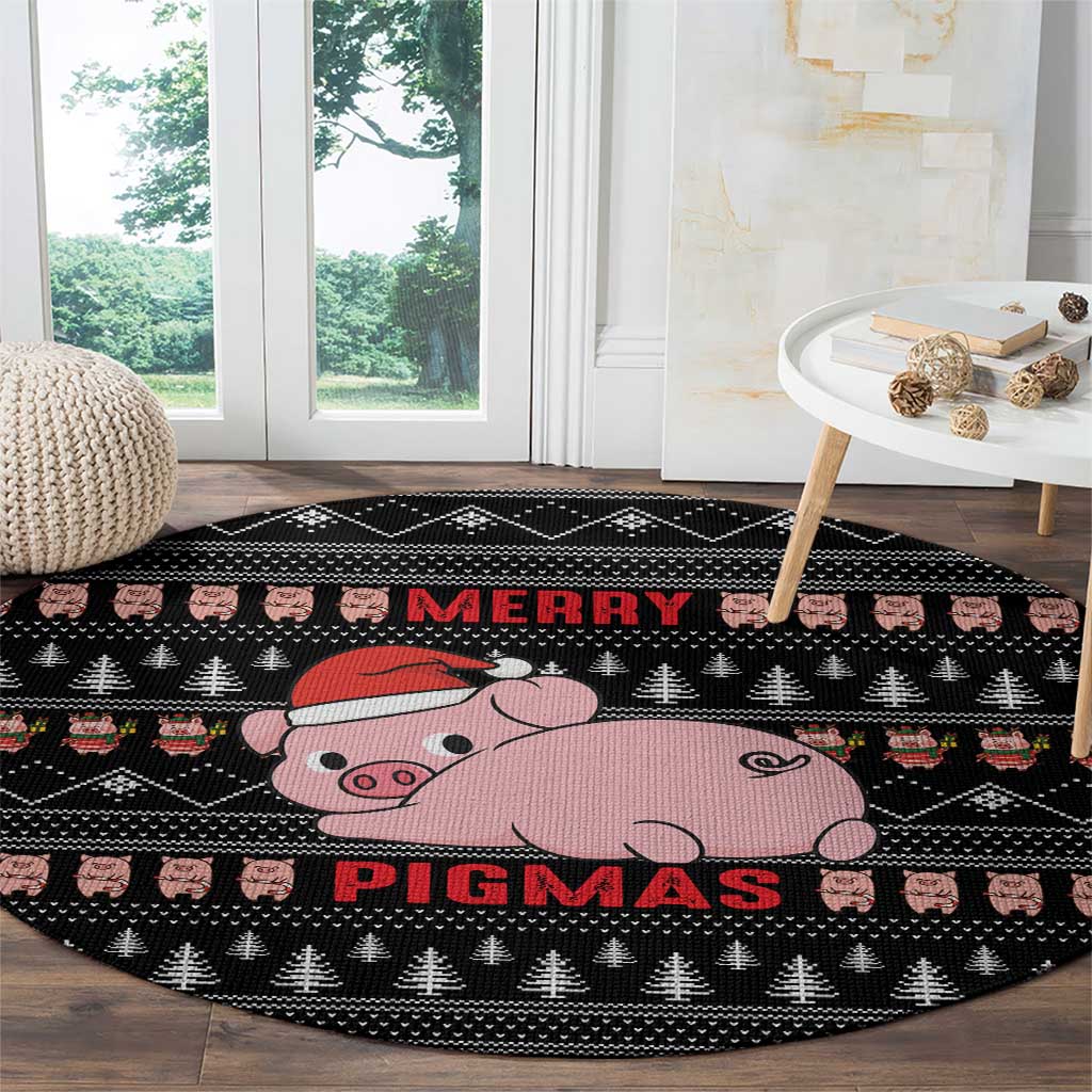 Merry Pigmas Christmas Round Carpet Xmas Holiday Patterns - Wonder Print Shop