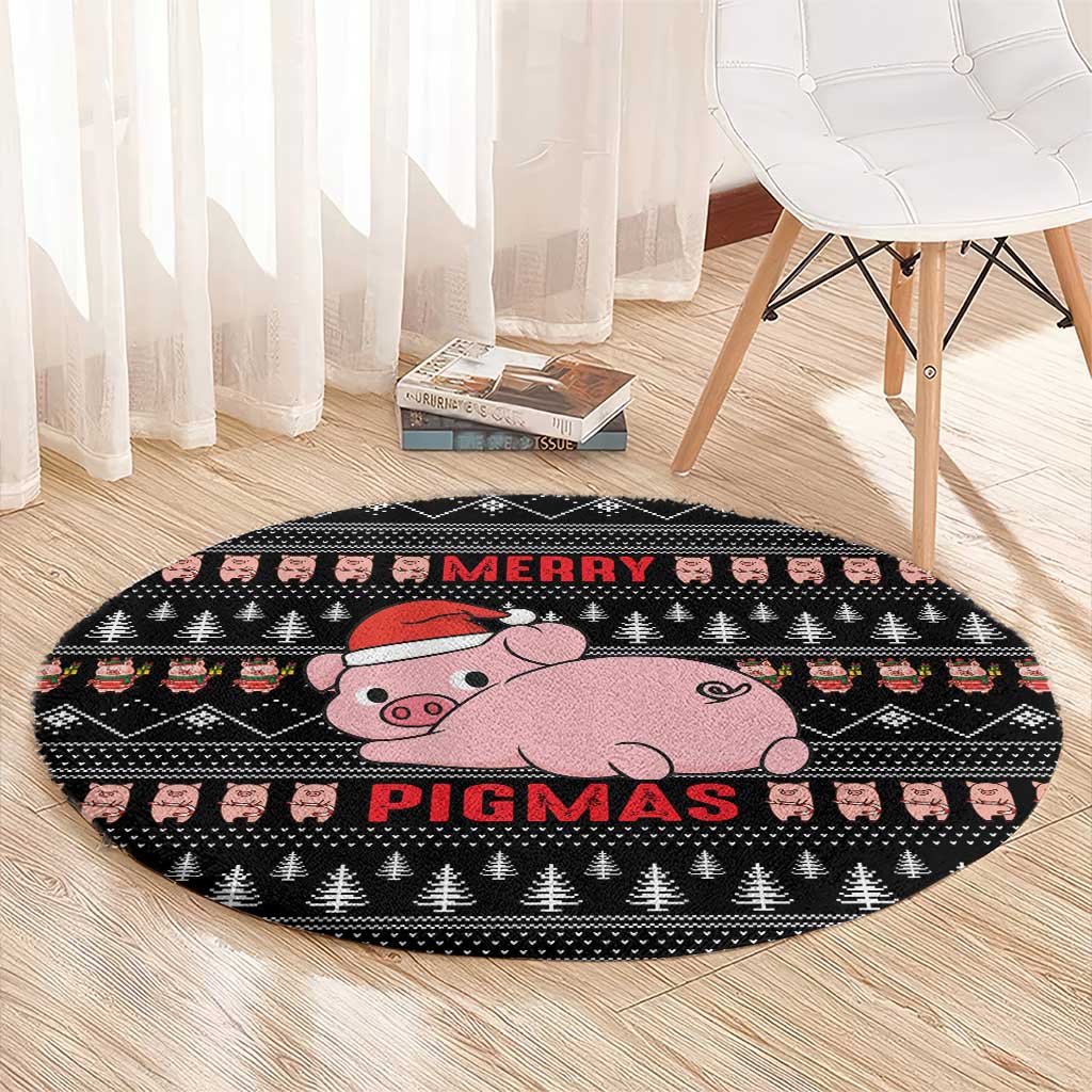 Merry Pigmas Christmas Round Carpet Xmas Holiday Patterns - Wonder Print Shop