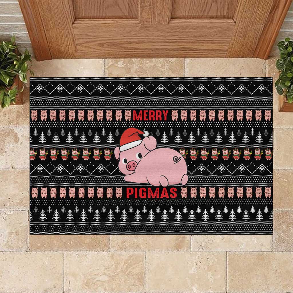 Merry Pigmas Christmas Rubber Doormat Xmas Holiday Patterns - Wonder Print Shop