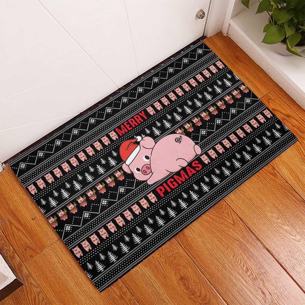 Merry Pigmas Christmas Rubber Doormat Xmas Holiday Patterns - Wonder Print Shop