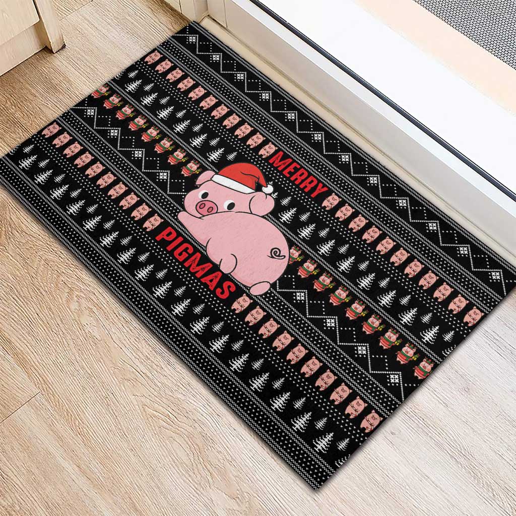 Merry Pigmas Christmas Rubber Doormat Xmas Holiday Patterns - Wonder Print Shop