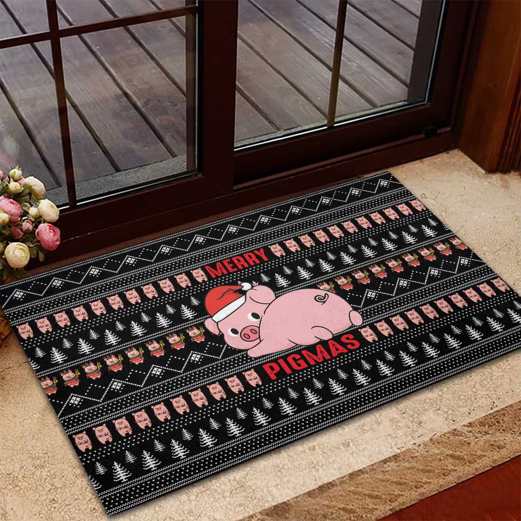 Merry Pigmas Christmas Rubber Doormat Xmas Holiday Patterns - Wonder Print Shop