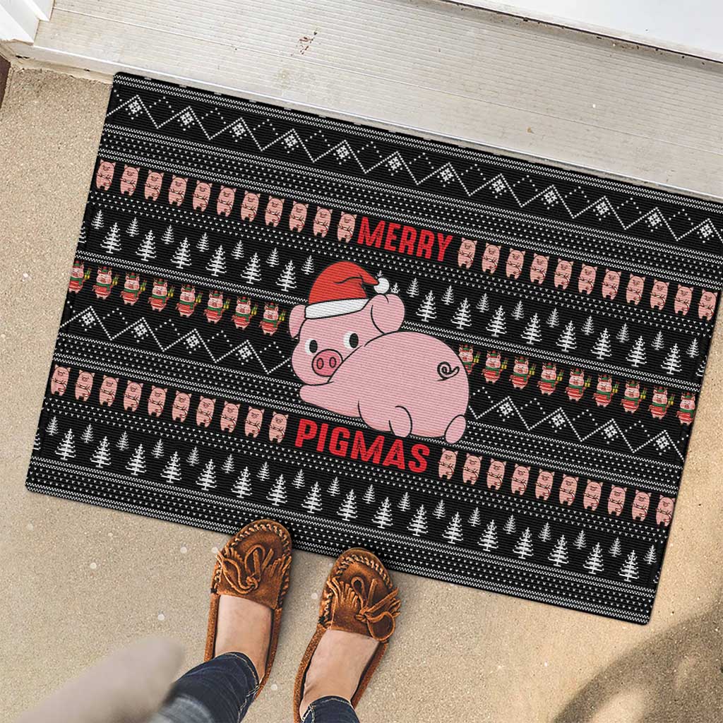 Merry Pigmas Christmas Rubber Doormat Xmas Holiday Patterns - Wonder Print Shop