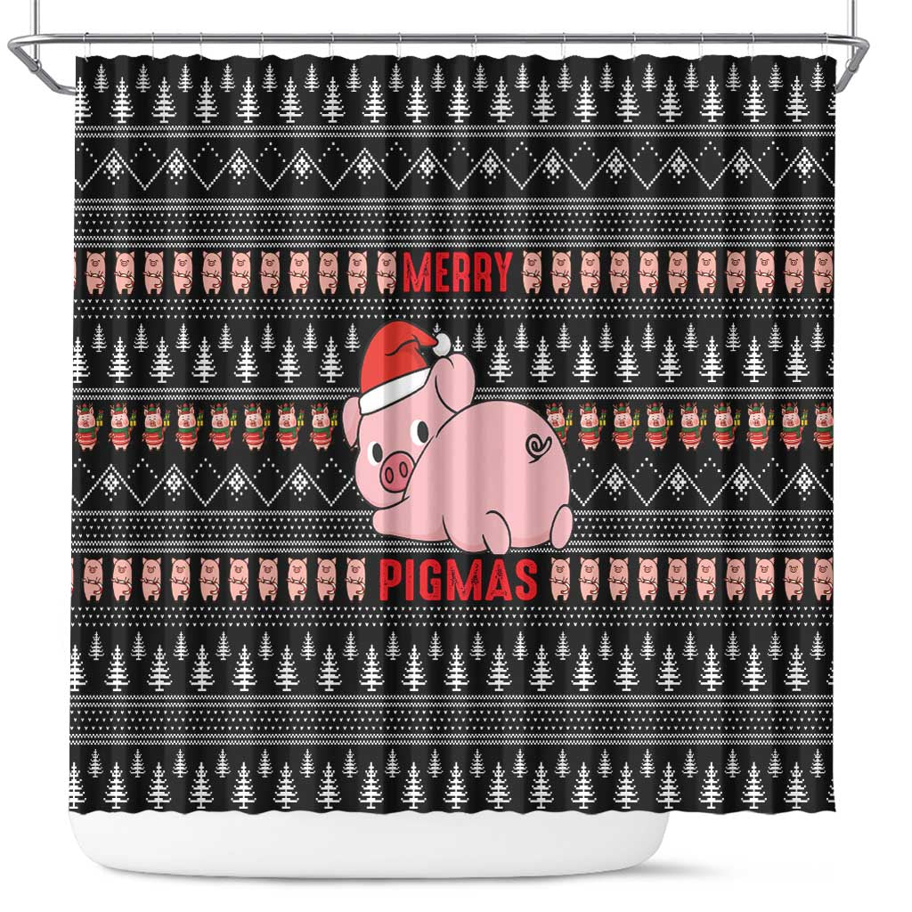 Merry Pigmas Christmas Shower Curtain Xmas Holiday Patterns - Wonder Print Shop