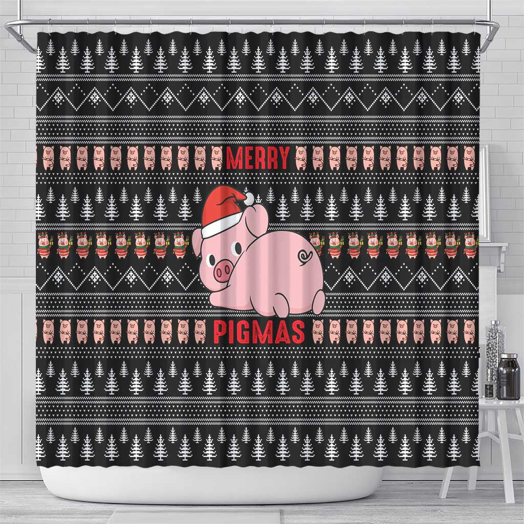 Merry Pigmas Christmas Shower Curtain Xmas Holiday Patterns - Wonder Print Shop