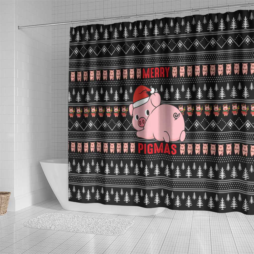 Merry Pigmas Christmas Shower Curtain Xmas Holiday Patterns - Wonder Print Shop