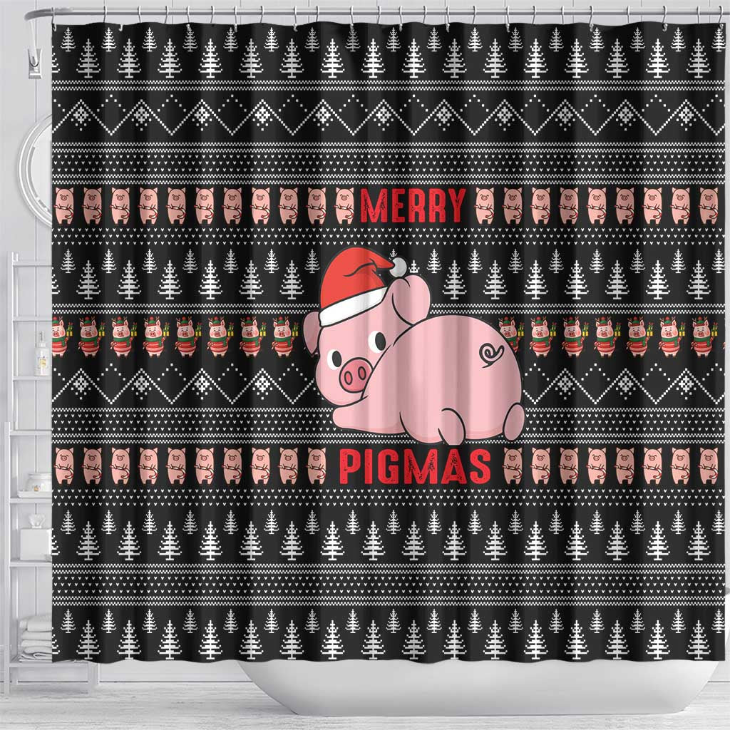 Merry Pigmas Christmas Shower Curtain Xmas Holiday Patterns - Wonder Print Shop