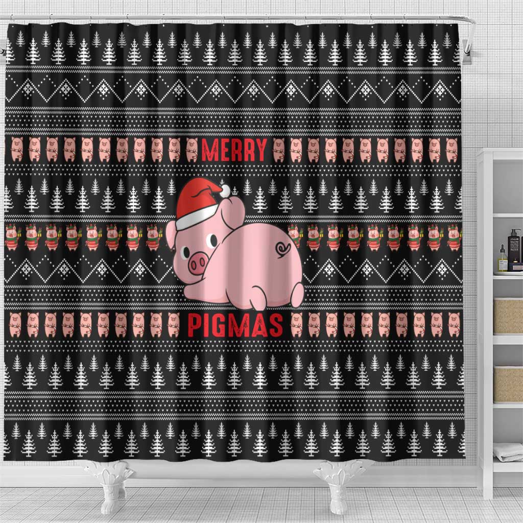 Merry Pigmas Christmas Shower Curtain Xmas Holiday Patterns - Wonder Print Shop