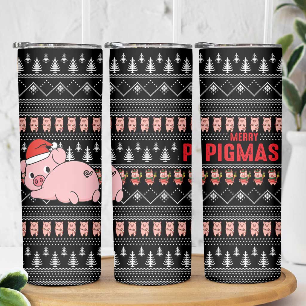 Merry Pigmas Christmas Skinny Tumbler Xmas Holiday Patterns - Wonder Print Shop