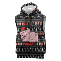 Merry Pigmas Christmas Sleeveless Zip Hoodie Xmas Holiday Patterns - Wonder Print Shop