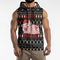 Merry Pigmas Christmas Sleeveless Zip Hoodie Xmas Holiday Patterns - Wonder Print Shop