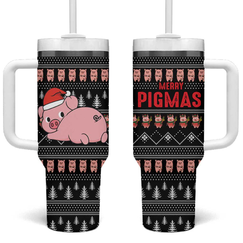 Merry Pigmas Christmas Tumbler With Handle Xmas Holiday Patterns - Wonder Print Shop