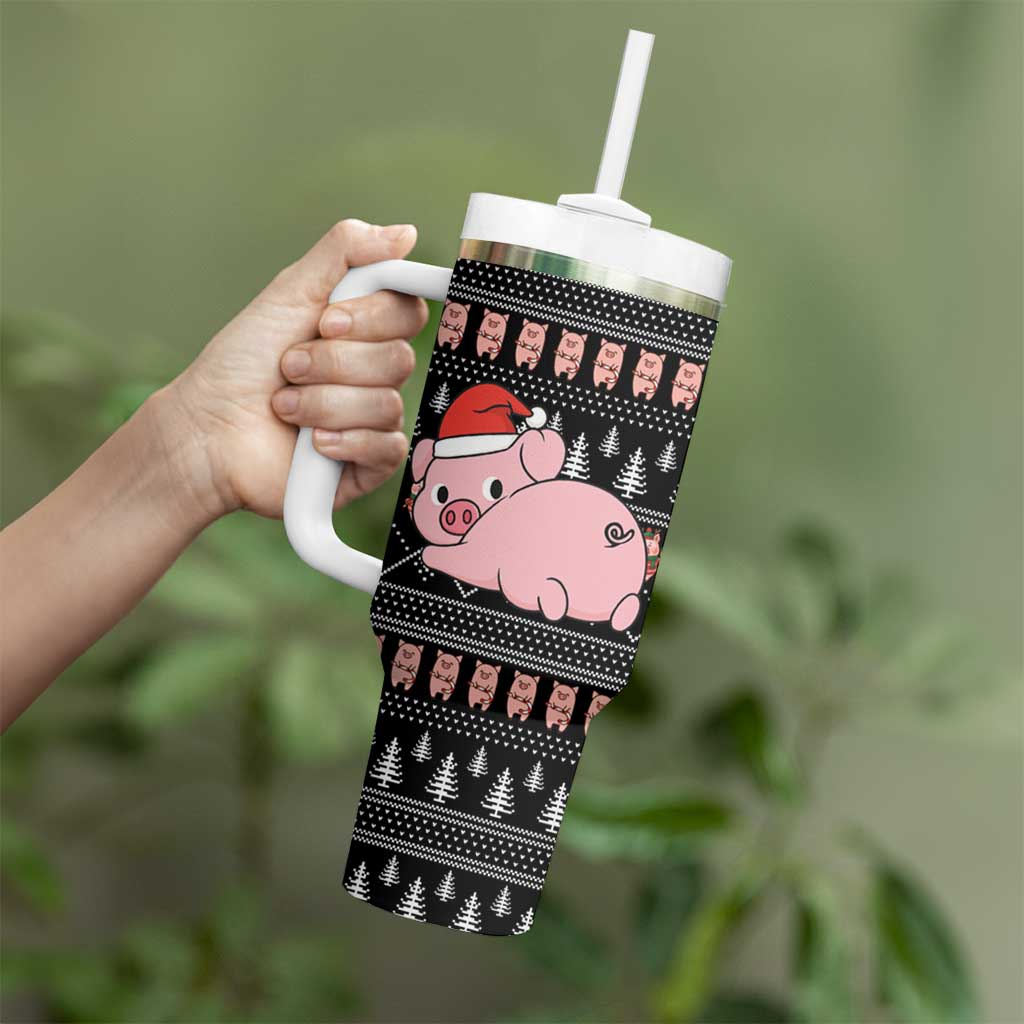 Merry Pigmas Christmas Tumbler With Handle Xmas Holiday Patterns - Wonder Print Shop