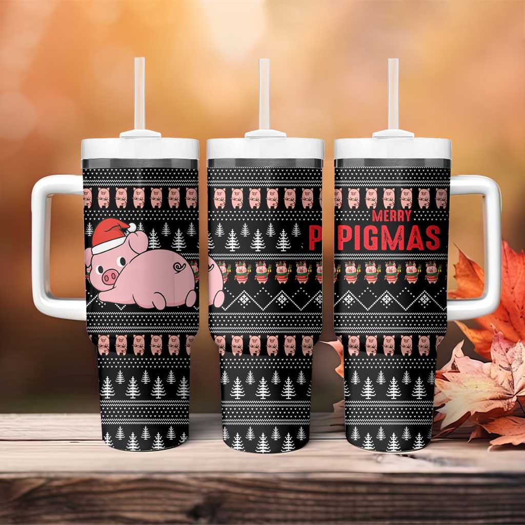 Merry Pigmas Christmas Tumbler With Handle Xmas Holiday Patterns - Wonder Print Shop