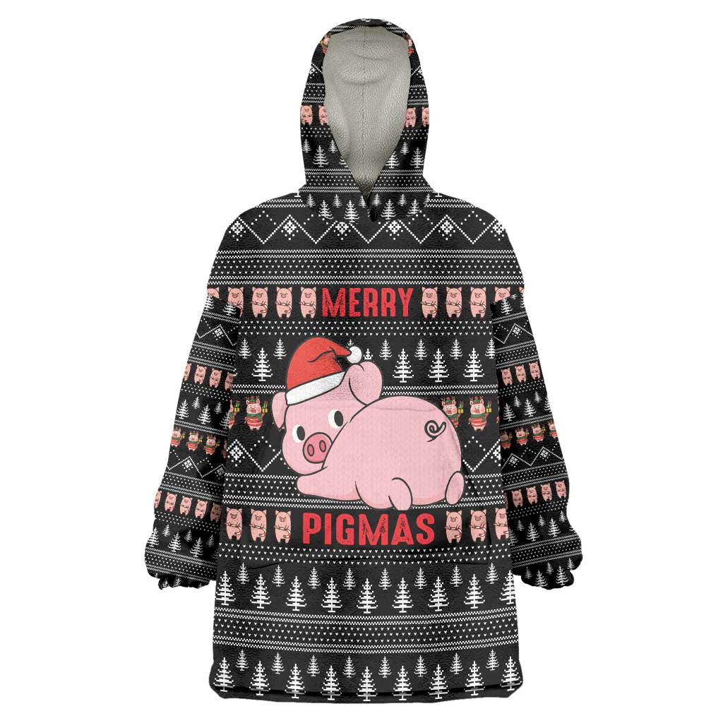 Merry Pigmas Christmas Wearable Blanket Hoodie Xmas Holiday Patterns - Wonder Print Shop