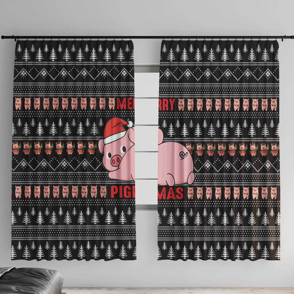 Merry Pigmas Christmas Window Curtain Xmas Holiday Patterns - Wonder Print Shop