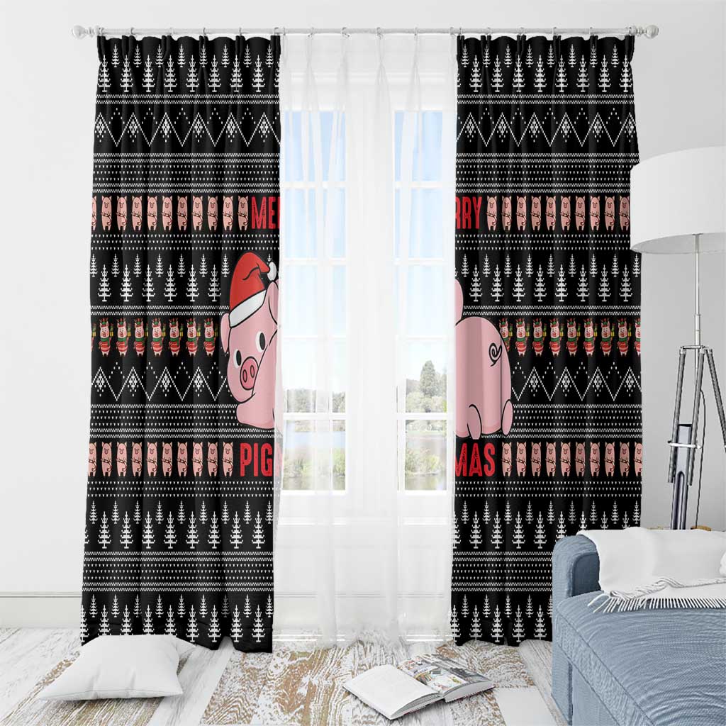 Merry Pigmas Christmas Window Curtain Xmas Holiday Patterns - Wonder Print Shop