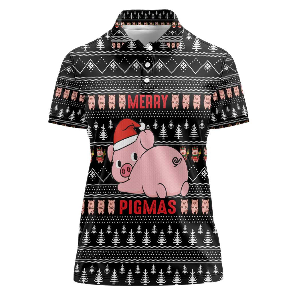 Merry Pigmas Christmas Women Polo Shirt Xmas Holiday Patterns - Wonder Print Shop