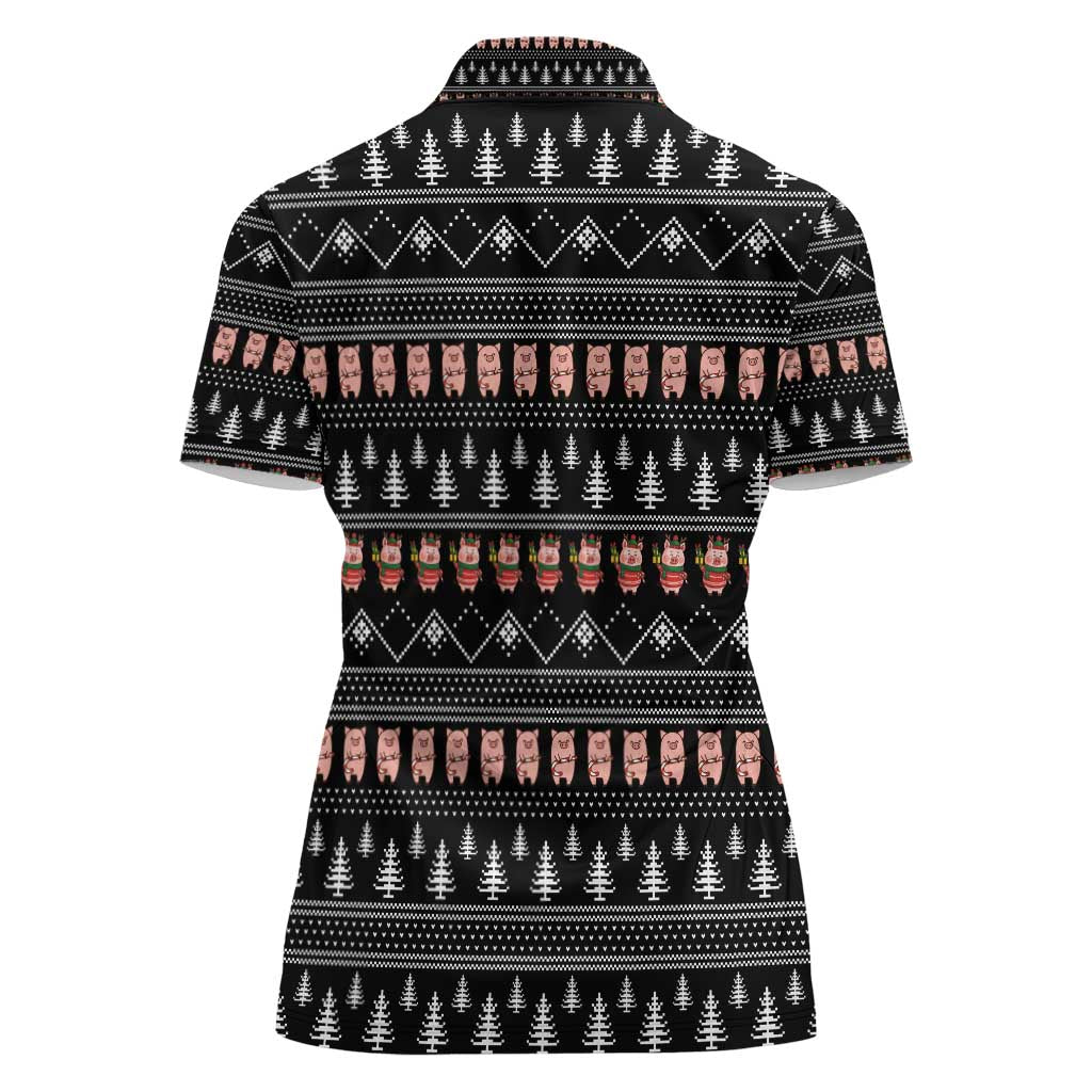 Merry Pigmas Christmas Women Polo Shirt Xmas Holiday Patterns - Wonder Print Shop