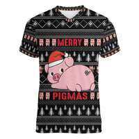 Merry Pigmas Christmas Women V-Neck T-Shirt Xmas Holiday Patterns - Wonder Print Shop