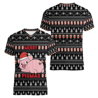 Merry Pigmas Christmas Women V-Neck T-Shirt Xmas Holiday Patterns - Wonder Print Shop