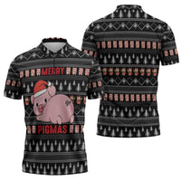Merry Pigmas Christmas Zipper Polo Shirt Xmas Holiday Patterns - Wonder Print Shop