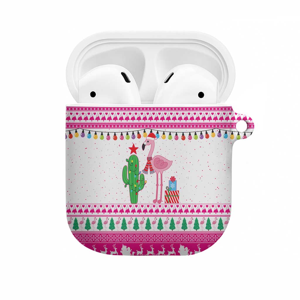 Pink Flamingo Christmas AirPods Case Xmas Holiday Patterns - Wonder Print Shop
