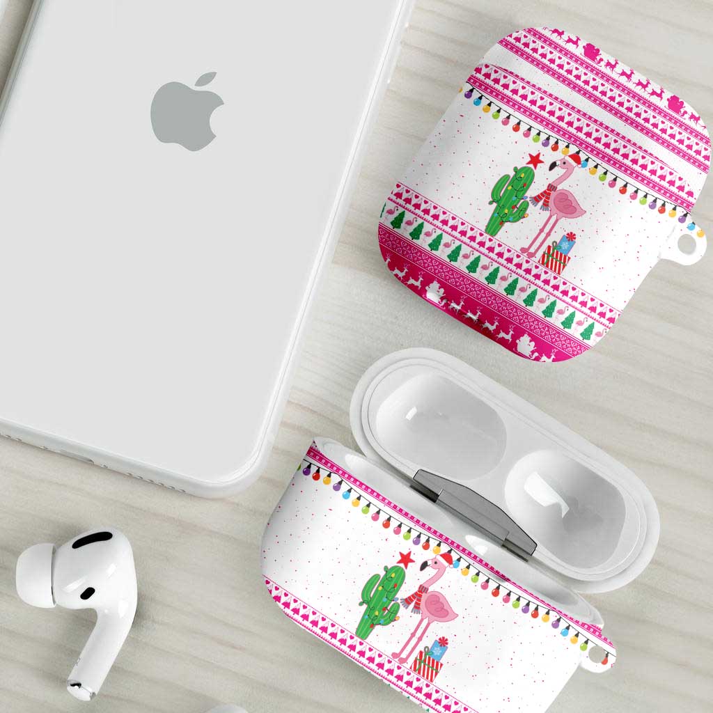 Pink Flamingo Christmas AirPods Case Xmas Holiday Patterns - Wonder Print Shop