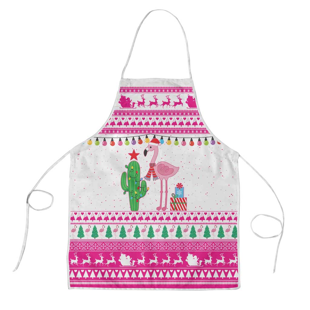 Pink Flamingo Christmas Apron Xmas Holiday Patterns - Wonder Print Shop