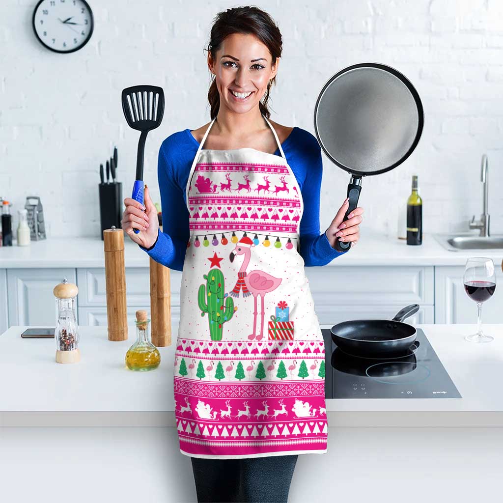 Pink Flamingo Christmas Apron Xmas Holiday Patterns - Wonder Print Shop