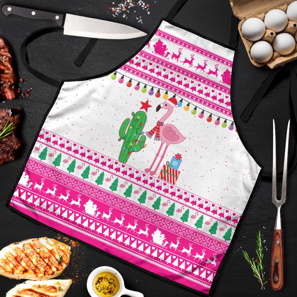Pink Flamingo Christmas Apron Xmas Holiday Patterns - Wonder Print Shop