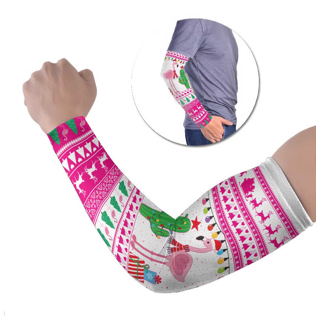 Pink Flamingo Christmas Arm Sleeves Xmas Holiday Patterns - Wonder Print Shop