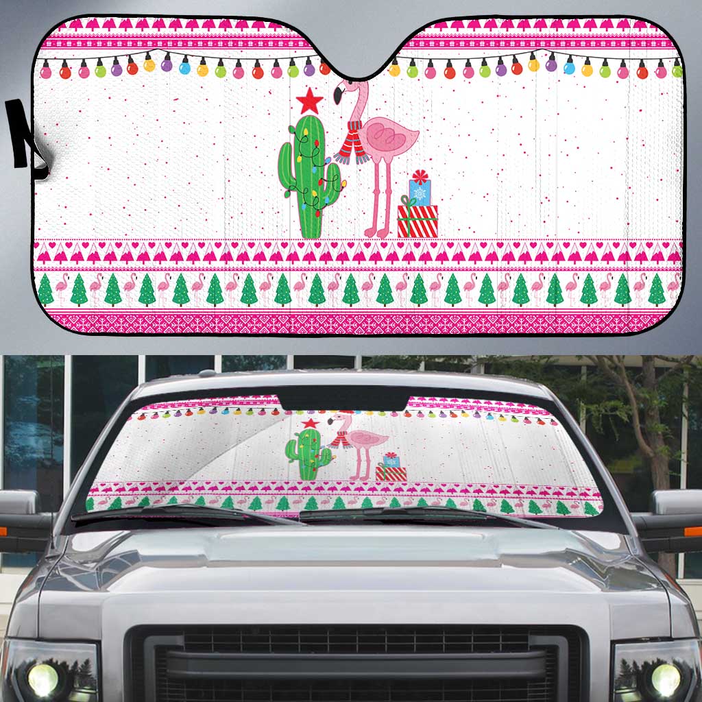 Pink Flamingo Christmas Auto Sun Shade Xmas Holiday Patterns - Wonder Print Shop