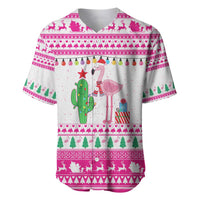 Pink Flamingo Christmas Baseball Jersey Xmas Holiday Patterns - Wonder Print Shop
