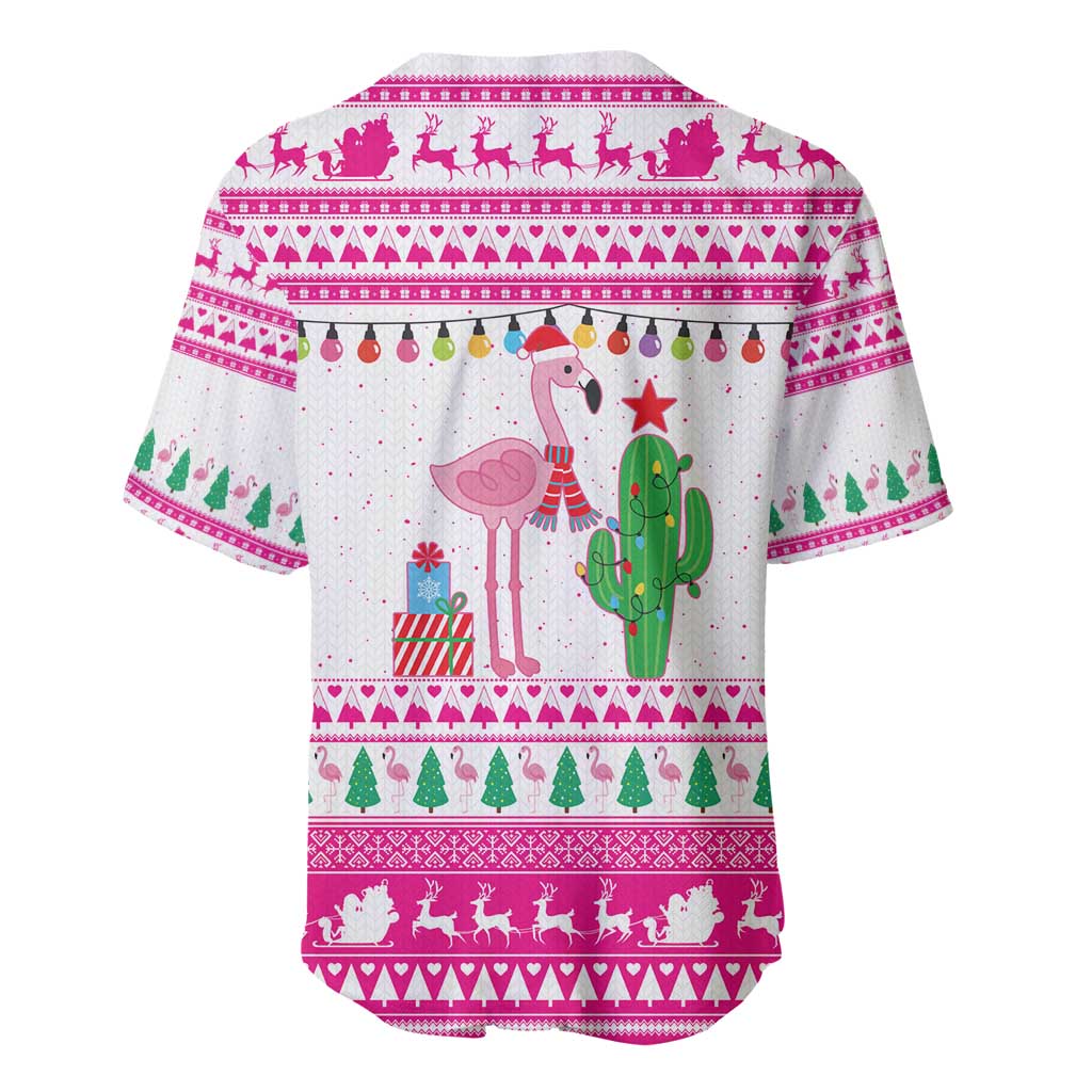 Pink Flamingo Christmas Baseball Jersey Xmas Holiday Patterns - Wonder Print Shop