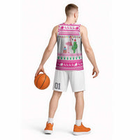Pink Flamingo Christmas Basketball Jersey Xmas Holiday Patterns - Wonder Print Shop