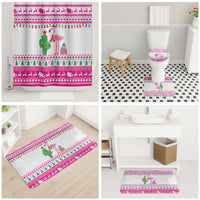 Pink Flamingo Christmas Bathroom Set Xmas Holiday Patterns - Wonder Print Shop