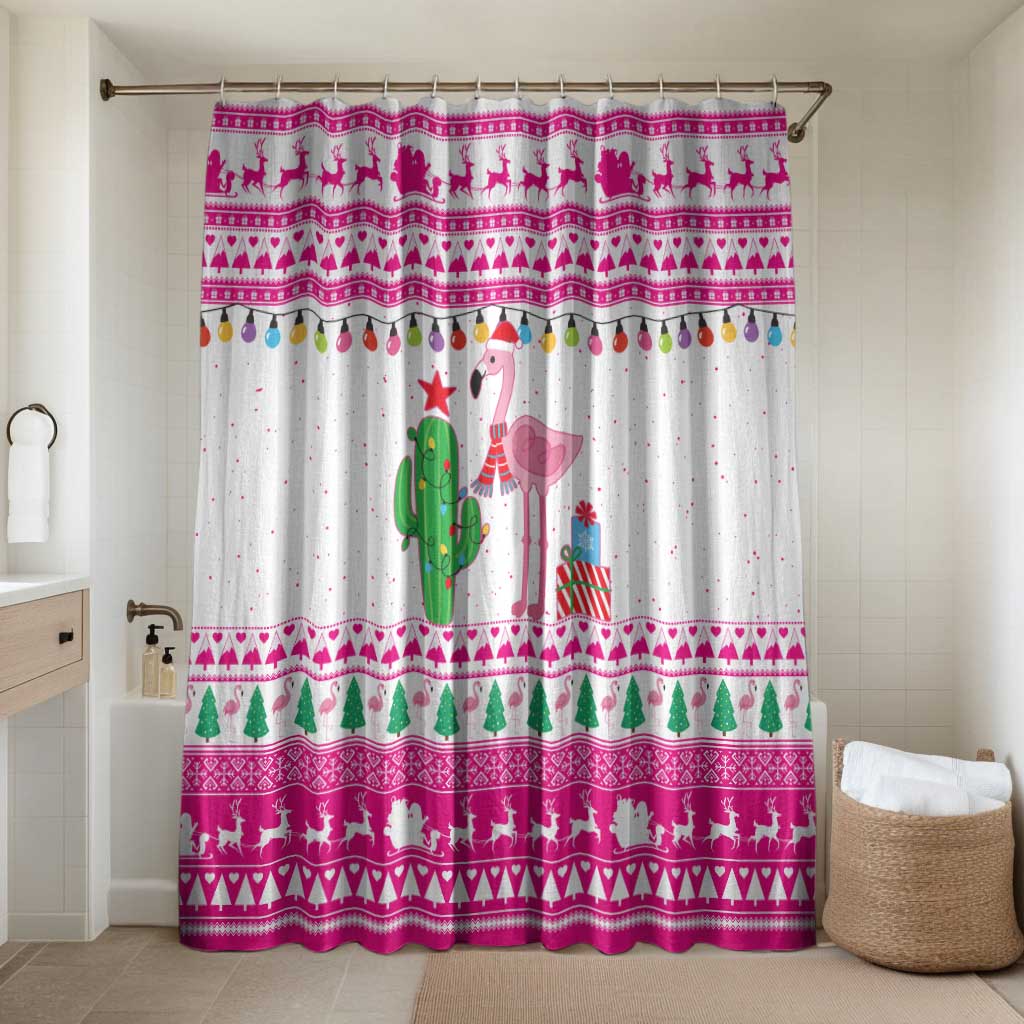 Pink Flamingo Christmas Bathroom Set Xmas Holiday Patterns - Wonder Print Shop
