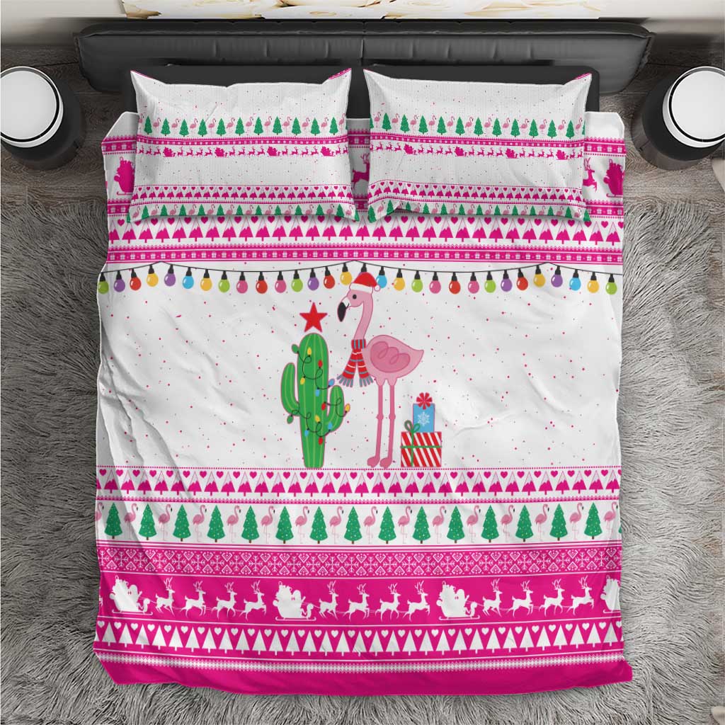 Pink Flamingo Christmas Bedding Set Xmas Holiday Patterns - Wonder Print Shop