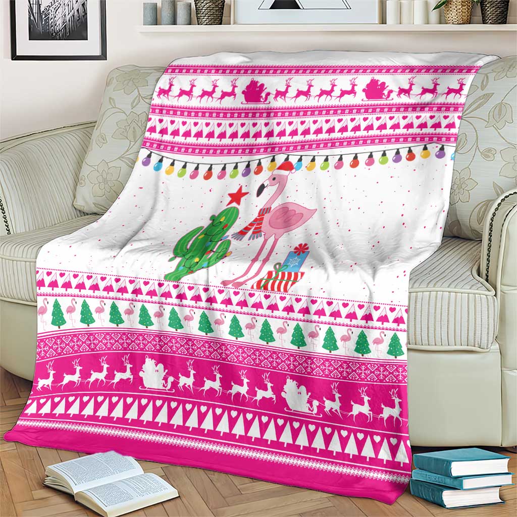 Pink Flamingo Christmas Blanket Xmas Holiday Patterns - Wonder Print Shop
