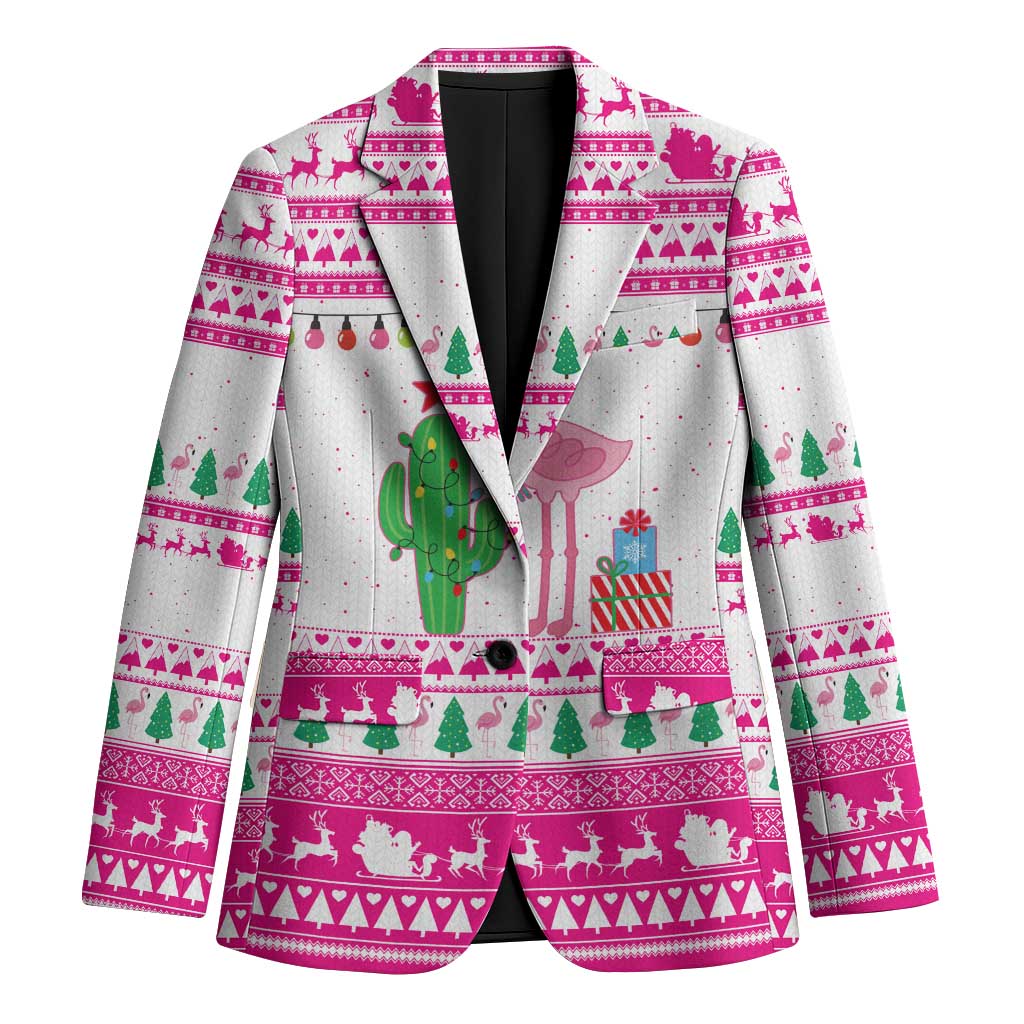 Pink Flamingo Christmas Blazer Xmas Holiday Patterns - Wonder Print Shop